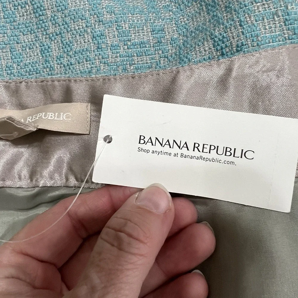 NEW! Banana‎ Republic Tweed Pencil Skirt Lined Women's Sz 12 Turquoise Sky Blue